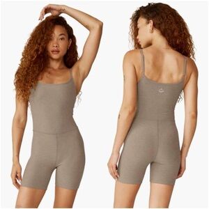 BEYOND YOGA Spacedye Keep Pace Biker Jumpsuit in Birch Heather NWT